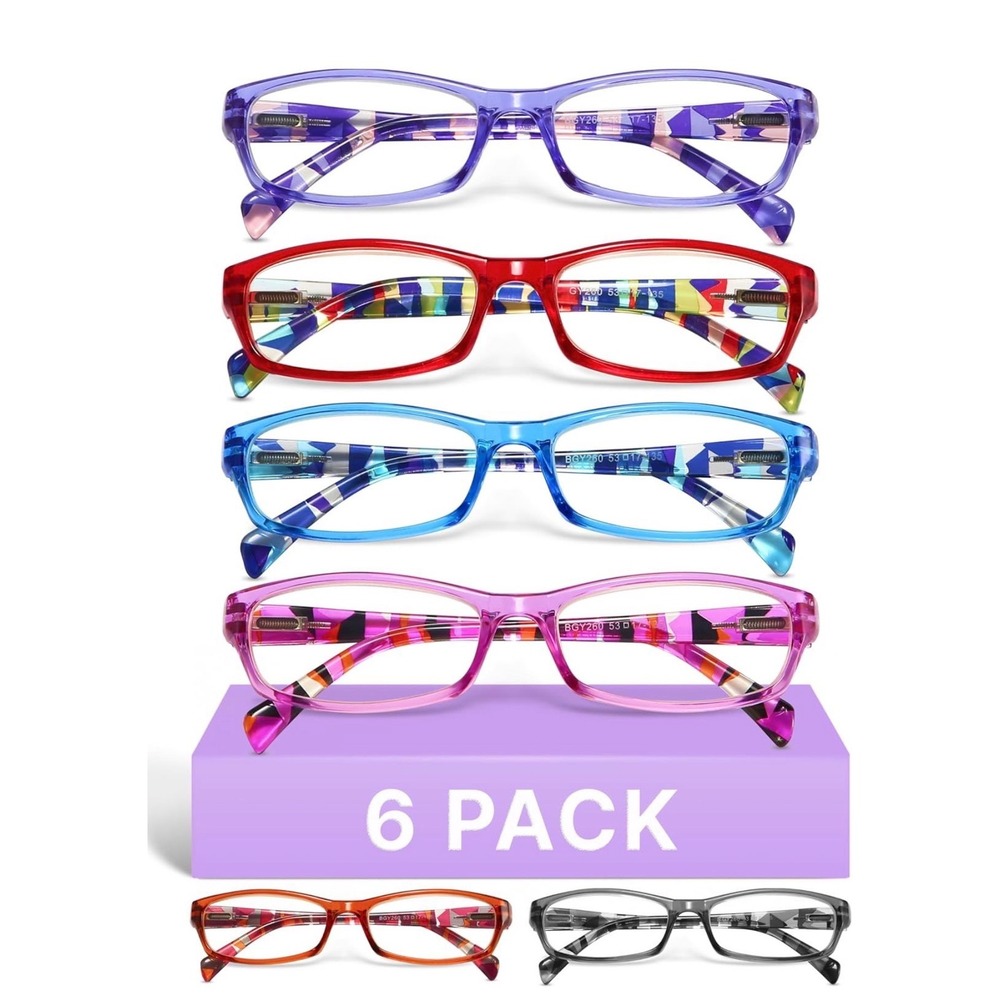 Gaoye 6 Pack Reading Glasses Women 2.75 Blue Light Blocking Spring Hinge Readers